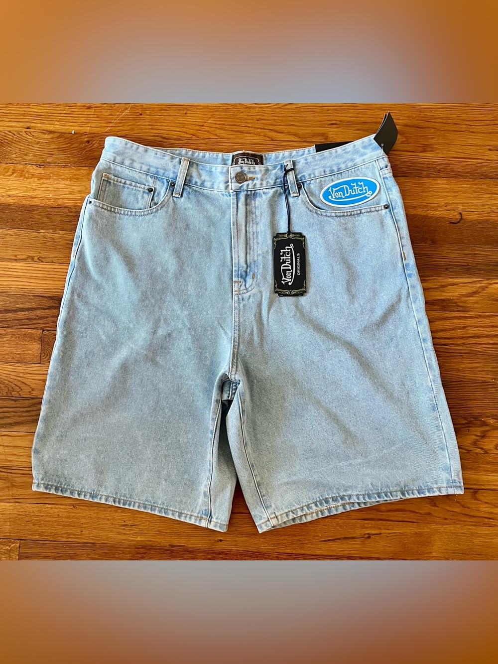 Von Dutch Baggy Long Denim Blue Y2K Jorts Men’s Size 36